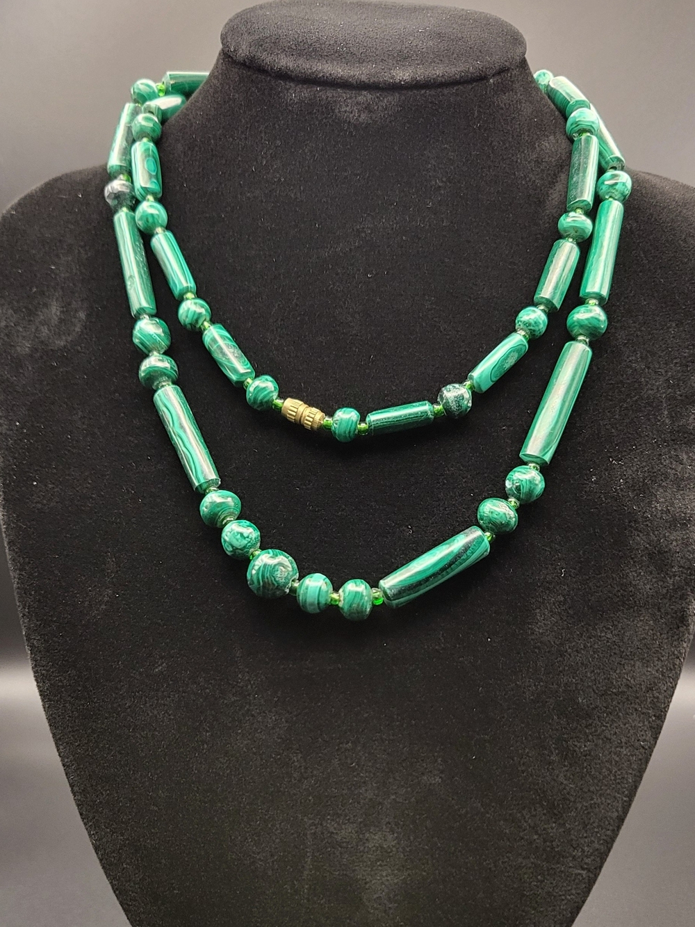 Green Malachite Bead Layered Necklace